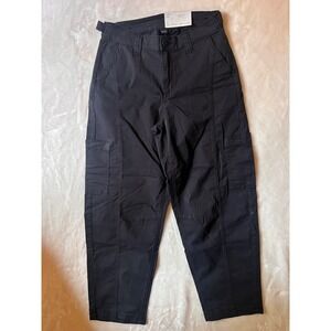 American Eagle Barrel Stretch Cargo Pants Womens 0 25W Black Mid Rise Utility